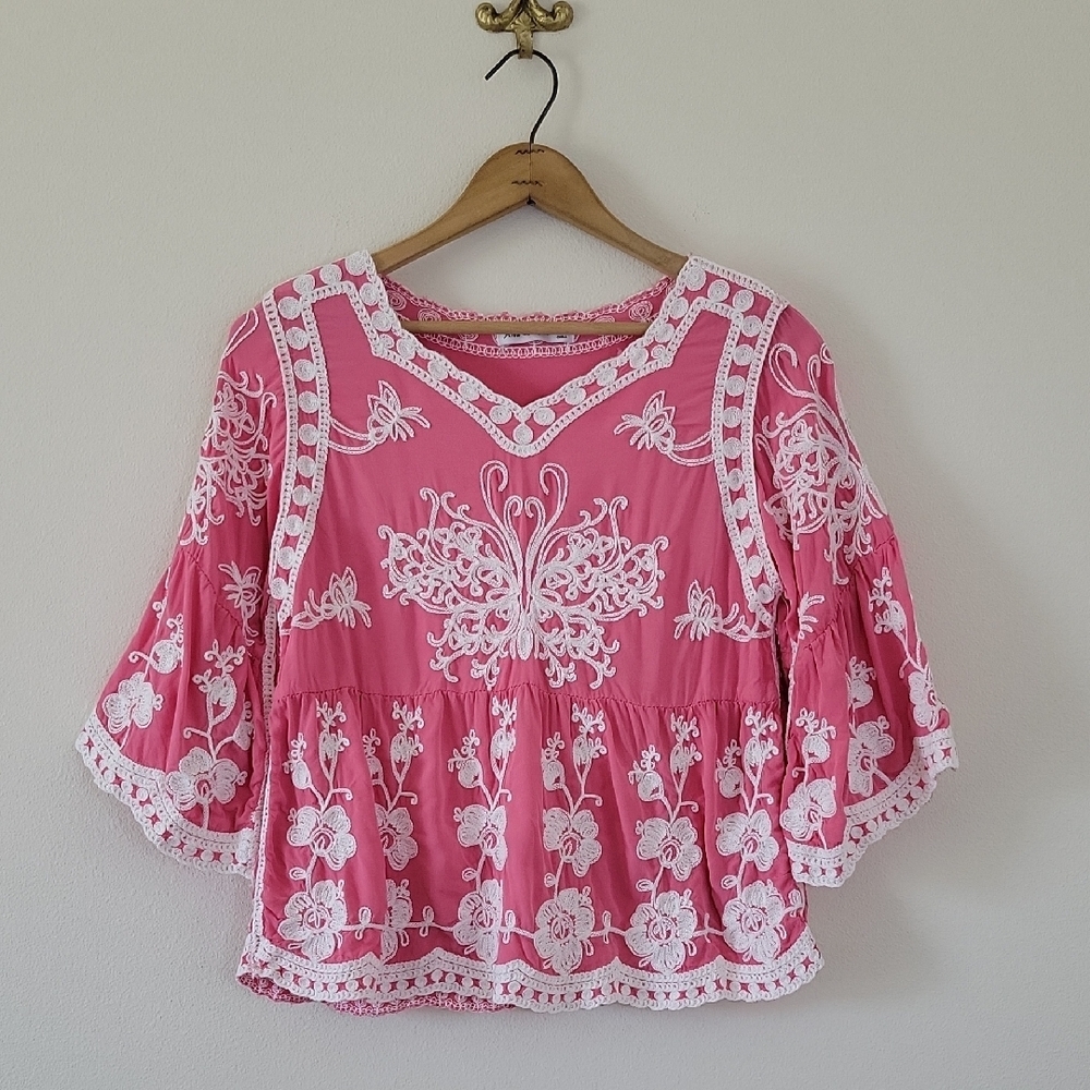 Ana & Rose Pink Embroidered Blouse Size XLP